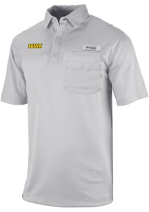 Columbia Iowa Hawkeyes Mens Grey Heat Seal Omni Wick Flycaster Short Sleeve Polo