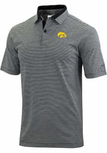 Columbia Iowa Hawkeyes Mens Black Heat Seal Golden Hills Polo Short Sleeve Polo