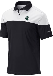 Columbia Michigan State Spartans Mens Black Heat Seal Omni Wick Best Ball Short Sleeve Polo