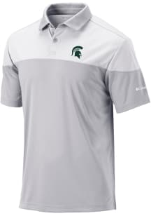 Columbia Michigan State Spartans Mens Grey Heat Seal Omni Wick Best Ball Short Sleeve Polo