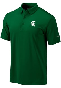 Columbia Michigan State Spartans Mens Green Heat Seal Omni Wick Drive Short Sleeve Polo