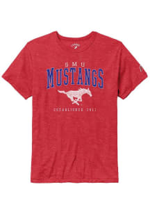 League SMU Mustangs Red Victory Falls Puff Arch Mascot Short Sleeve Fashion T Shirt