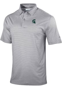 Columbia Michigan State Spartans Mens Grey Heat Seal Golden Hills Polo Short Sleeve Polo