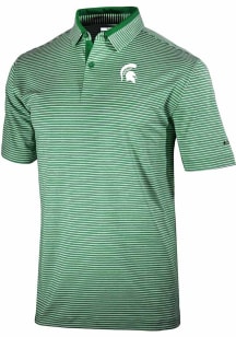 Columbia Michigan State Spartans Mens Green Heat Seal Golden Hills Polo Short Sleeve Polo