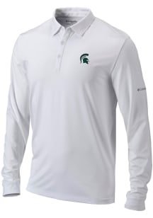 Columbia Michigan State Spartans Mens White Heat Seal Omni Wick Pin High Long Sleeve Polo Shirt