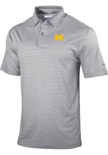 Columbia Michigan Wolverines Mens Grey Heat Seal Golden Hills Polo Short Sleeve Polo
