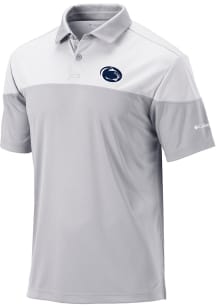 Columbia Penn State Nittany Lions Mens Ash Heat Seal Omni Wick Best Ball Short Sleeve Polo