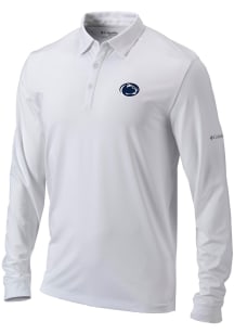 Columbia Penn State Nittany Lions Mens White Heat Seal Omni Wick Pin High Long Sleeve Polo Shirt