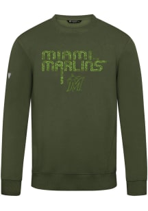 Levelwear Miami Marlins Mens Green Zane Lanes Camo Long Sleeve Crew Sweatshirt