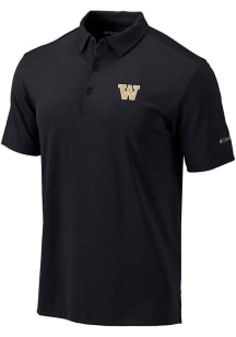 Columbia Washington Huskies Mens Black Heat Seal Omni Wick Drive Short Sleeve Polo
