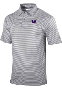 Columbia Washington Huskies Mens Grey Heat Seal Golden Hills Polo Short Sleeve Polo