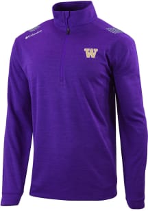 Columbia Washington Huskies Mens Purple Heat Seal Oakland Downs Long Sleeve Qtr Zip Pullover