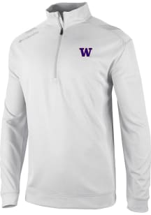 Columbia Washington Huskies Mens White Heat Seal Oakland Downs Long Sleeve Qtr Zip Pullover