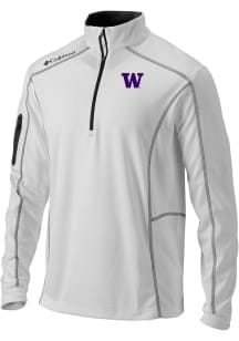 Columbia Washington Huskies Mens White Heat Seal Omni Wick Shotgun Long Sleeve Qtr Zip Pullover