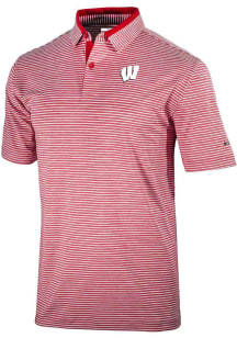 Columbia Wisconsin Badgers Mens Red Heat Seal Golden Hills Polo Short Sleeve Polo