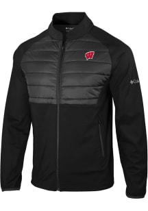 Columbia Wisconsin Badgers Mens Black Heat Seal In the Element Medium Weight Jacket