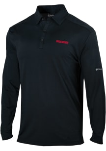 Columbia Wisconsin Badgers Mens Black Heat Seal Omni Wick Pin High Long Sleeve Polo Shirt