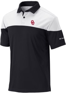 Columbia Oklahoma Sooners Mens Black Heat Seal Omni Wick Best Ball Short Sleeve Polo