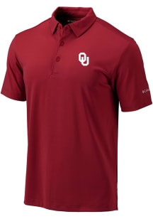 Columbia Oklahoma Sooners Mens Red Heat Seal Omni Wick Drive Short Sleeve Polo