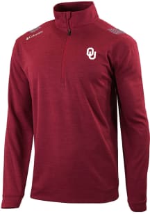 Columbia Oklahoma Sooners Mens Red Heat Seal Oakland Downs Long Sleeve Qtr Zip Pullover