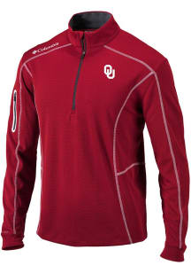 Columbia Oklahoma Sooners Mens Red Heat Seal Omni Wick Shotgun Long Sleeve Qtr Zip Pullover