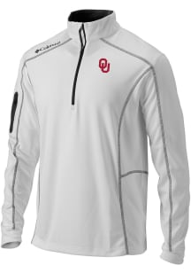 Columbia Oklahoma Sooners Mens White Heat Seal Omni Wick Shotgun Long Sleeve Qtr Zip Pullover