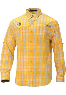 Columbia Minnesota Vikings Mens Yellow Heat Seal Super Tamiami LS T Long Sleeve Dress Shirt