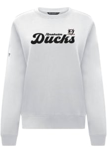 Levelwear Anaheim Ducks Womens White Yvette Big Script Crew Sweatshirt