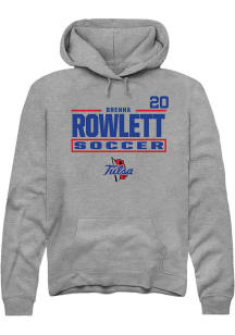 Brenna Rowlett  Rally Tulsa Golden Hurricane Mens Graphite NIL Stacked Box Long Sleeve Hoodie
