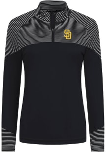 Levelwear San Diego Padres Womens Black Classic Stripes Insignia Qtr Zip