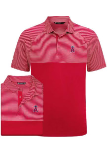 Levelwear Los Angeles Angels Mens Red Classic Stripes Insignia Short Sleeve Polo