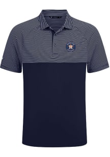 Levelwear Houston Astros Mens Navy Blue Classic Stripes Short Sleeve Polo