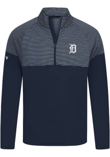 Levelwear Detroit Tigers Mens Navy Blue Classic Stripes Long Sleeve Qtr Zip Pullover