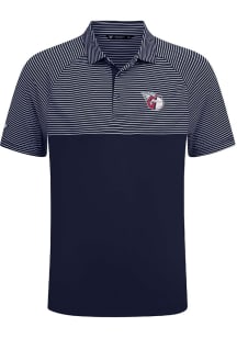 Levelwear Cleveland Guardians Mens Navy Blue Classic Stripes Short Sleeve Polo