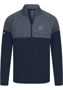 Levelwear Columbus Blue Jackets Mens Navy Blue Classic Stripes Long Sleeve Qtr Zip Pullover