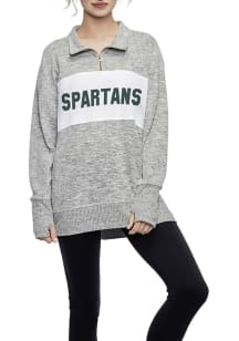 Michigan State Spartans Womens Grey Cozy Fleece Style Qtr Zip