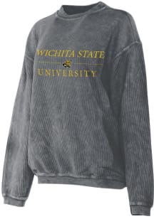 Wichita State Shockers Womens Charcoal Corded Style Crew Sweatshirt