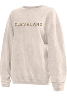 Cleveland Womens Natural Corded Crew Crew Sweatshirt