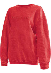 Kansas City Womens Red Corded Crew Crew Sweatshirt