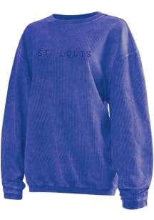 St Louis Womens Blue Corded Crew Crew Sweatshirt