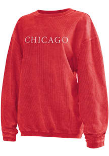 Chicago Womens Red Corded Crew Crew Sweatshirt