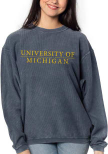 Michigan Wolverines Womens Blue Corded Crew Sweatshirt