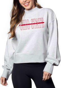 Ohio State Buckeyes Womens Ash Hailey Crew Sweatshirt