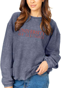 Illinois Fighting Illini Womens Navy Blue Corded Crew Sweatshirt