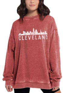 Cleveland Womens Red Campus Crew Crew Sweatshirt