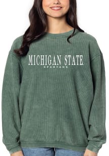 Michigan State Spartans Womens Green Corded Classic Crew Sweatshirt