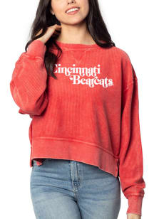 Cincinnati Bearcats Womens Red Corded Boxy Crew Sweatshirt