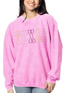Texas Womens Pink Corded Crew Crew Sweatshirt