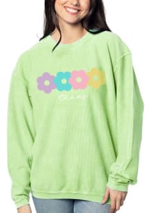 Texas Womens Green Corded Crew Crew Sweatshirt