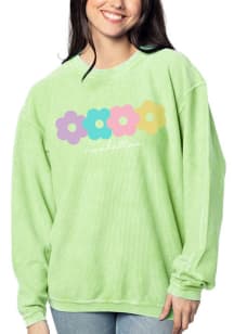 Manhattan Womens Green Corded Crew Crew Sweatshirt